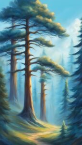 blue pine tree background aesthetic wallpaper illustration 4
