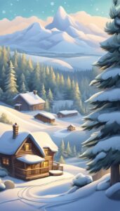 cartoon style snow winter background wallpaper illustration aesthetic 1
