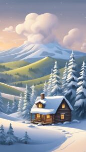cartoon style snow winter background wallpaper illustration aesthetic 2
