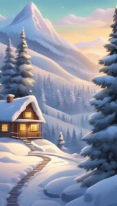 cartoon style snow winter background wallpaper illustration aesthetic 4