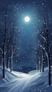 dark night snow winter background wallpaper illustration aesthetic 2