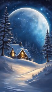dark night snow winter background wallpaper illustration aesthetic 3