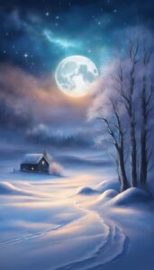 dark night snow winter background wallpaper illustration aesthetic 4