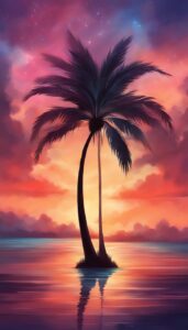 dark palm tree background wallpaper aesthetic illustration 1