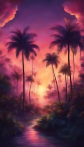 dark palm tree background wallpaper aesthetic illustration 4