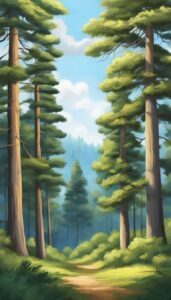 drawing pine tree background aesthetic wallpaper illustration 2