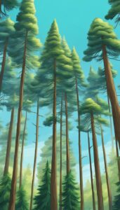 drawing pine tree background aesthetic wallpaper illustration 4