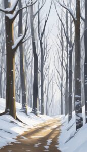 forest snow winter background wallpaper illustration aesthetic 2