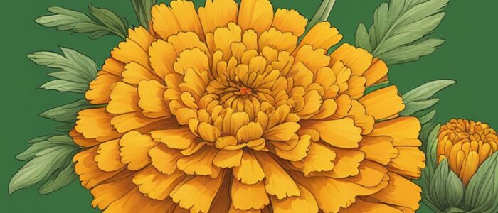 green marigold flower background wallpaper aesthetic illustration 1