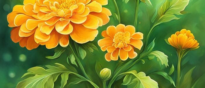 green marigold flower background wallpaper aesthetic illustration 2