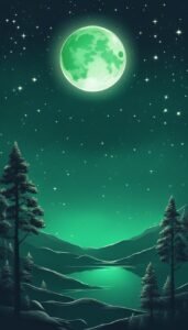 green night background wallpaper aesthetic illustration 1