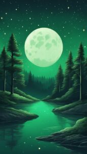 green night background wallpaper aesthetic illustration 2