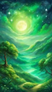 green night background wallpaper aesthetic illustration 3