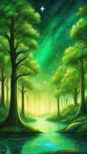 green night background wallpaper aesthetic illustration 4