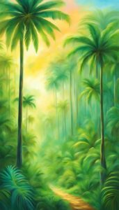 green palm tree background wallpaper aesthetic illustration 4