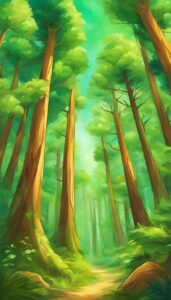 green pine tree background aesthetic wallpaper illustration 3