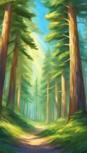green pine tree background aesthetic wallpaper illustration 4