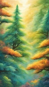 green pine tree background aesthetic wallpaper illustration 5
