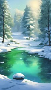 green snow winter background wallpaper illustration aesthetic 1