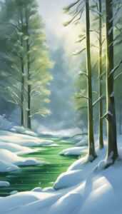 green snow winter background wallpaper illustration aesthetic 3