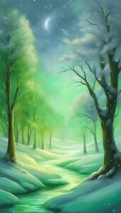 green snow winter background wallpaper illustration aesthetic 4