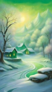 green snow winter background wallpaper illustration aesthetic 5