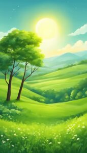 green sunny background wallpaper aesthetic illustration 1