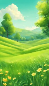 green sunny background wallpaper aesthetic illustration 5