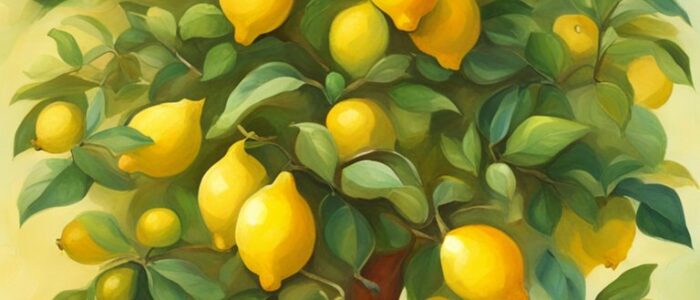 indoor potted lemon citrus tree background wallpaper illustration 1