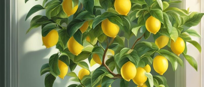 indoor potted lemon citrus tree background wallpaper illustration 3