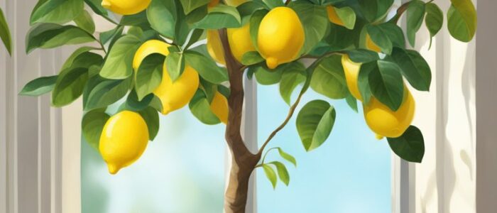 indoor potted lemon citrus tree background wallpaper illustration 5