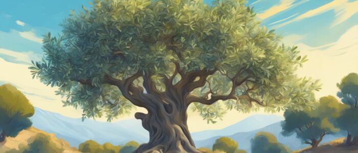 landscape olive tree background wallpaper aesthetic illustration 1