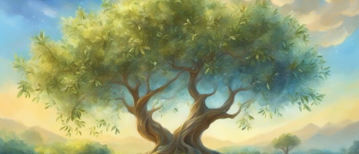 landscape olive tree background wallpaper aesthetic illustration 3