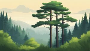 landscape pine tree background aesthetic wallpaper illustration 1