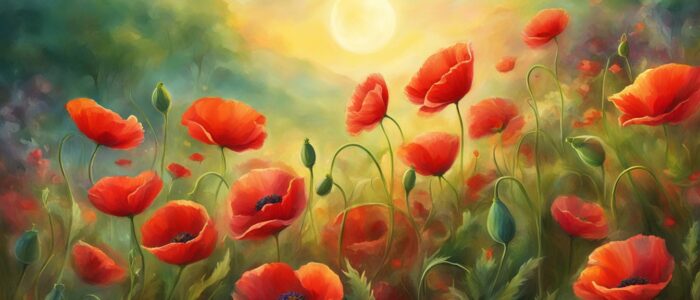 landscape poppy flower background wallpaper aesthetic illustration 2
