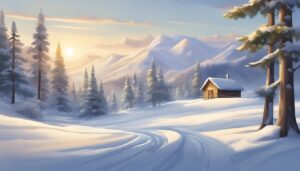 landscape snow winter background wallpaper illustration aesthetic 1