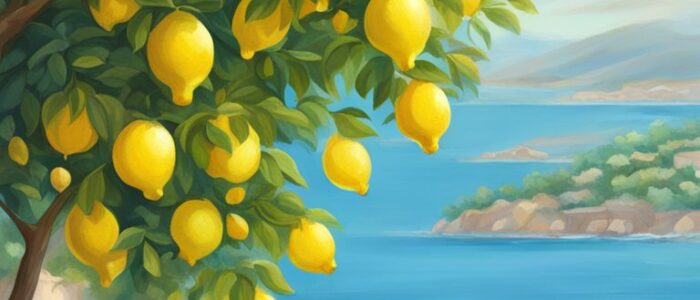 lemon tree Mediterranean background wallpaper aesthetic illustration 1