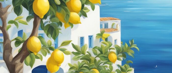 lemon tree Mediterranean background wallpaper aesthetic illustration 4