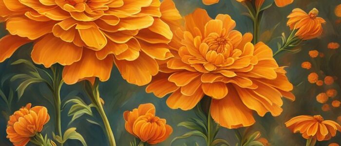 marigold flowers at sunset background wallpaper aesthetic illustration 2