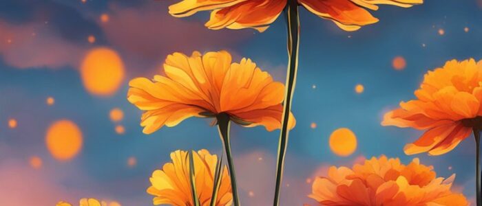 marigold flowers at sunset background wallpaper aesthetic illustration 3
