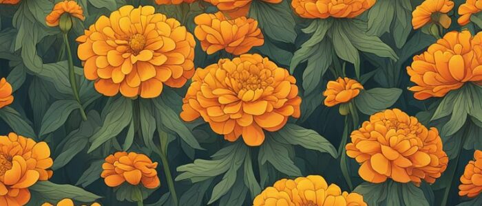 marigold flowers at sunset background wallpaper aesthetic illustration 4