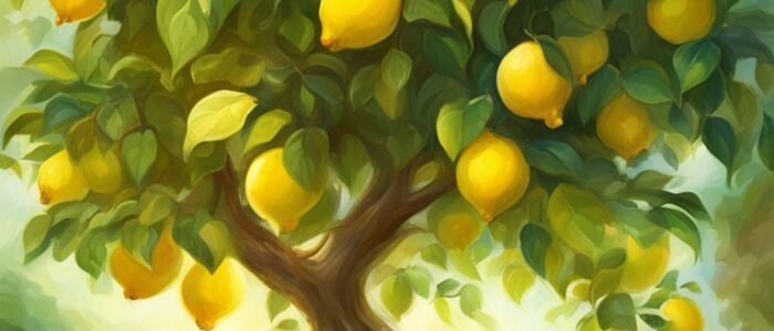 mediterranean garden potted lemon citrus tree background wallpaper illustration 3