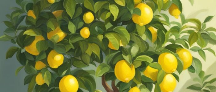 mediterranean garden potted lemon citrus tree background wallpaper illustration 4