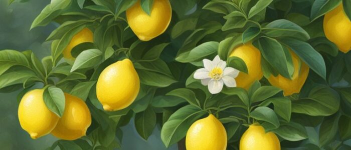 mediterranean garden potted lemon citrus tree background wallpaper illustration 7
