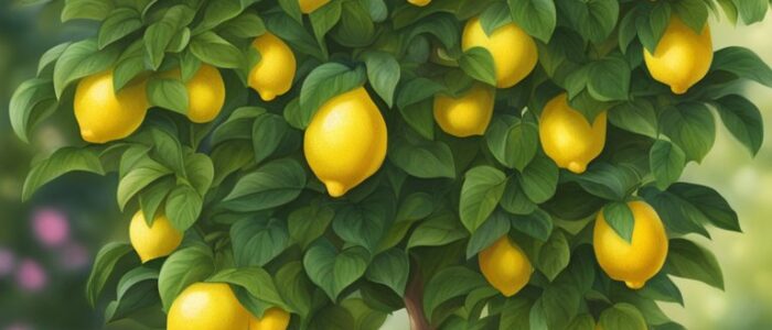 mediterranean garden potted lemon citrus tree background wallpaper illustration 8