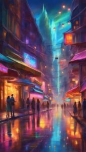 neon city night background wallpaper aesthetic illustration 3