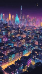 neon city night background wallpaper aesthetic illustration 5