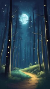 night forest background wallpaper aesthetic illustration 2
