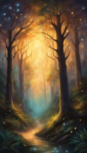 night forest background wallpaper aesthetic illustration 5