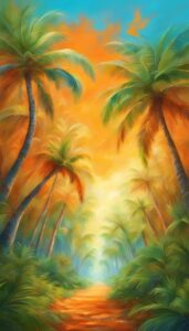 orange palm tree background wallpaper aesthetic illustration 1